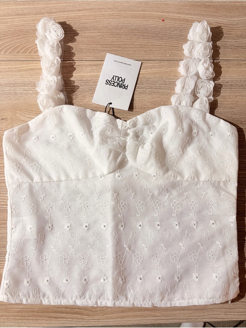 Princess Polly White Floral Lace Crop Cami